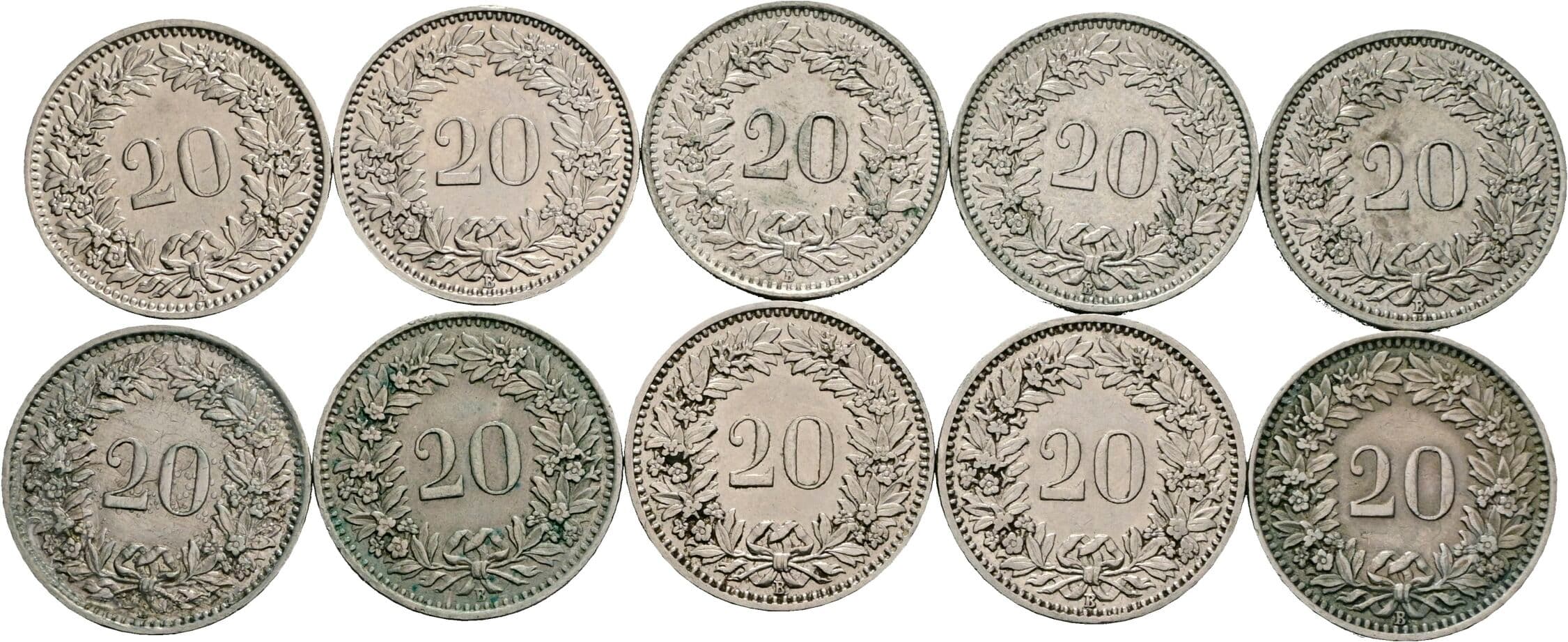 Lot 10 Stück 20 Rappen