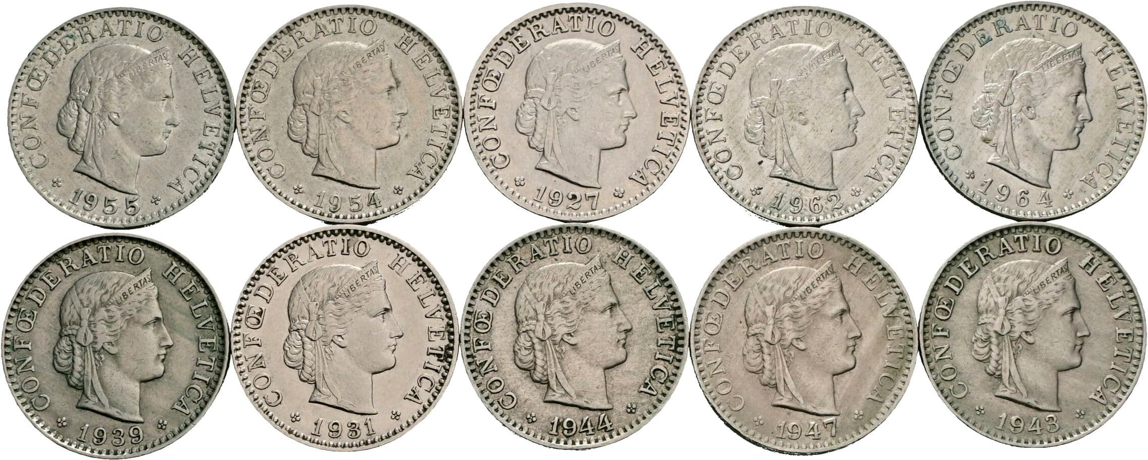 Lot 10 Stück 20 Rappen