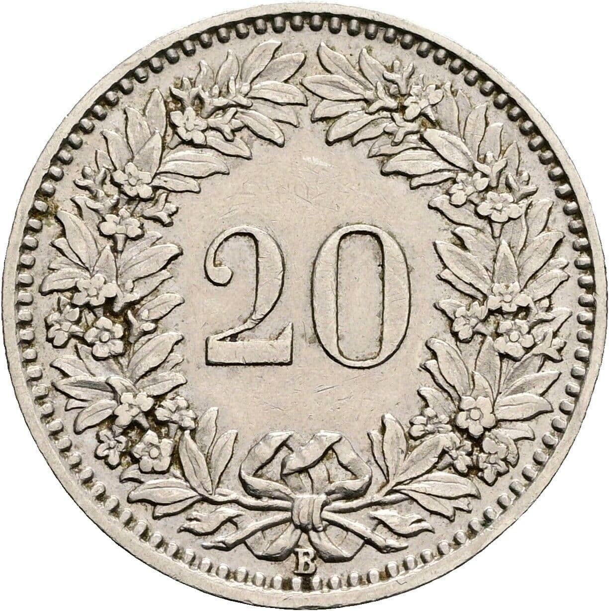 20 Rappen 1929 – Rückseite