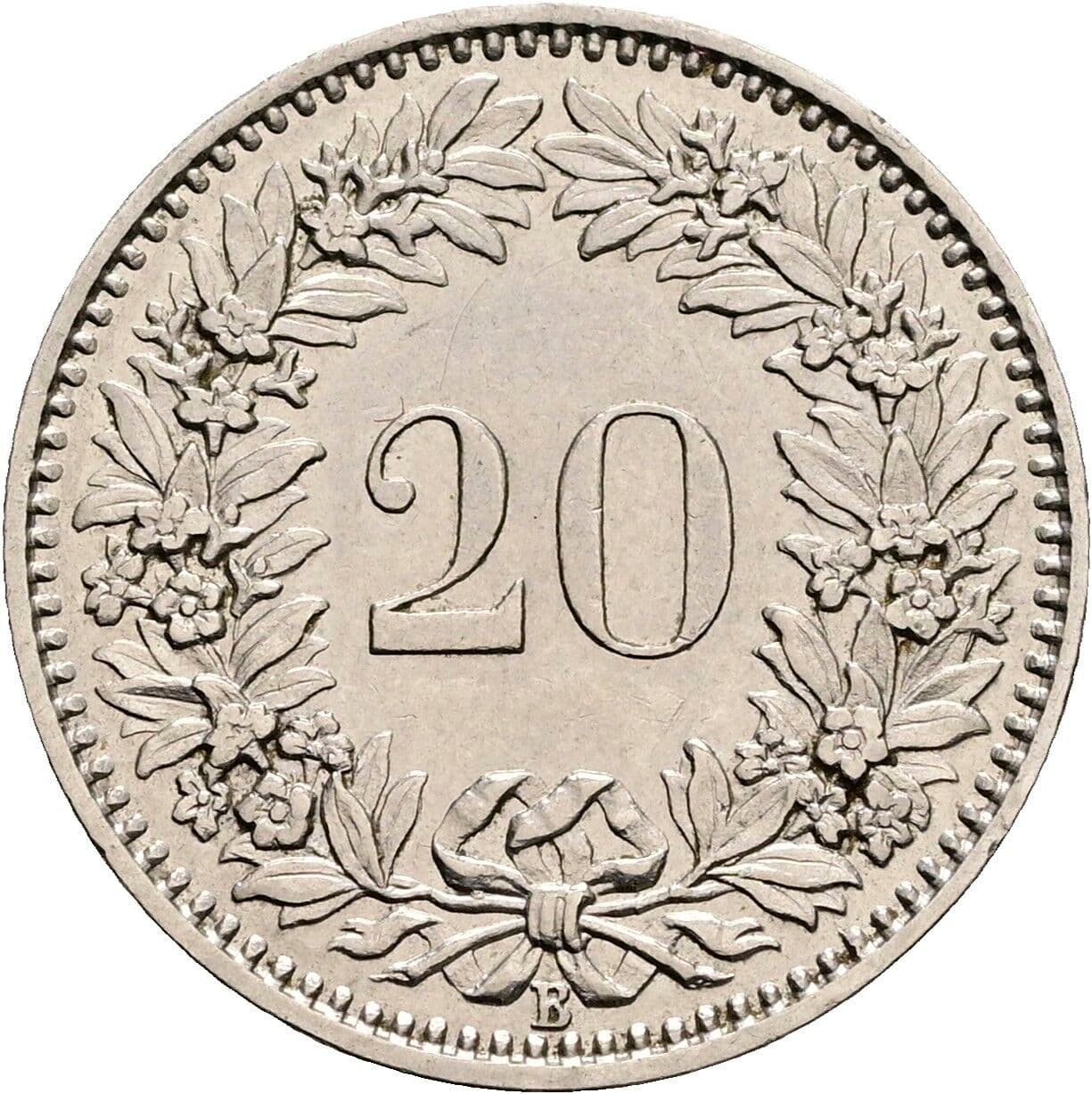 20 Rappen 1931 – Rückseite