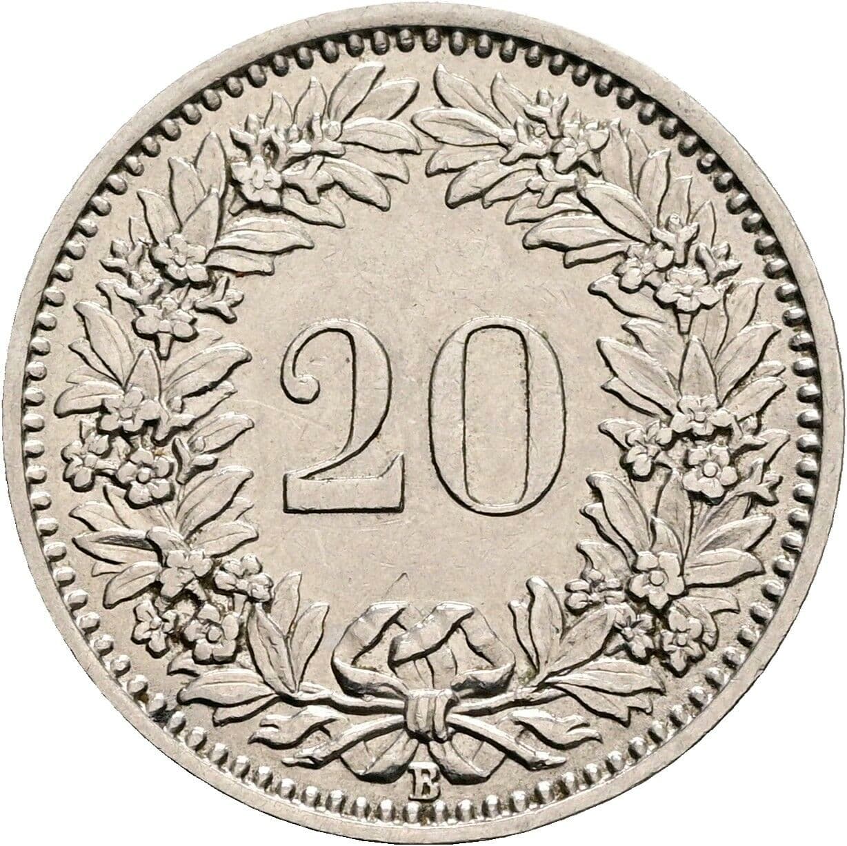 20 Rappen 1932 – Rückseite