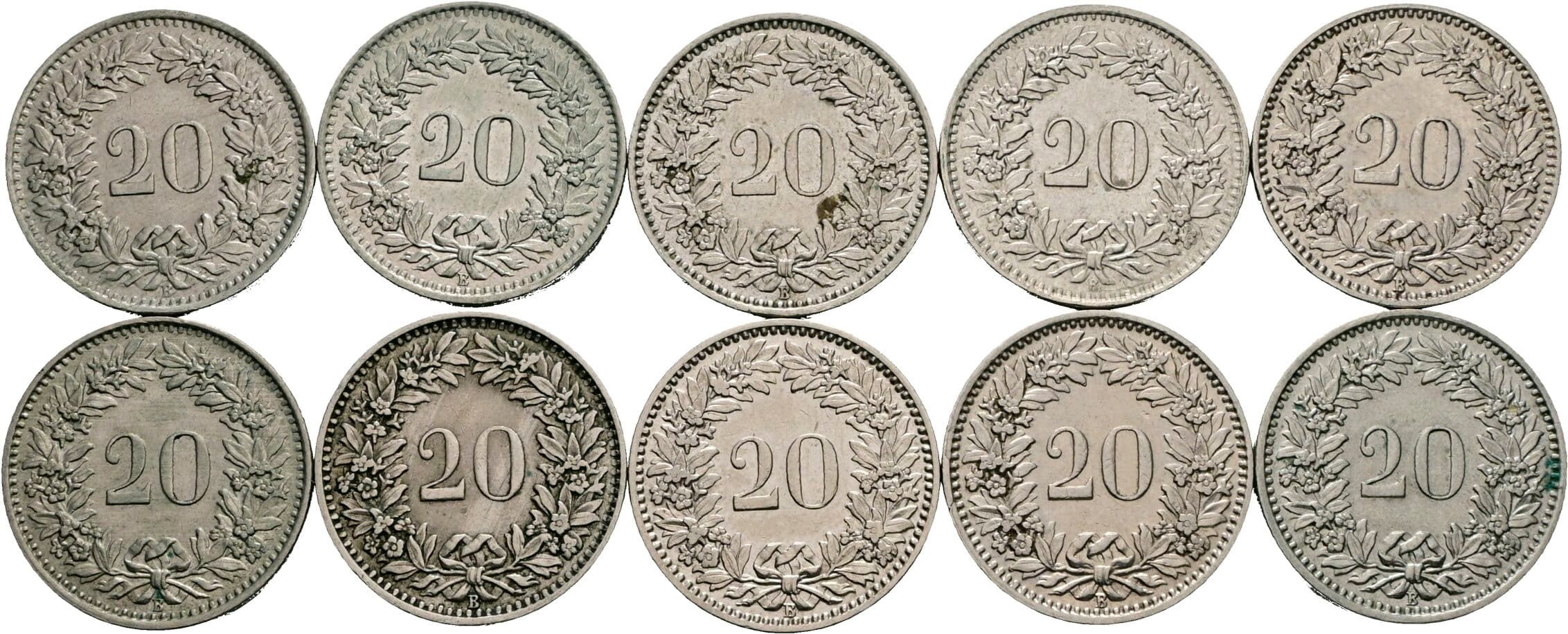 Lot 10 Stück 20 Rappen