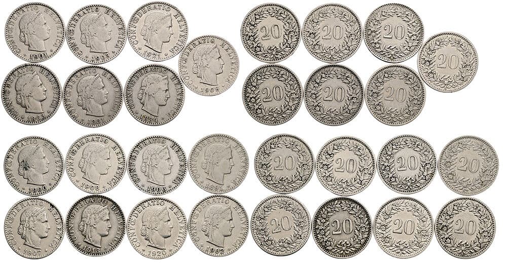 Lot 15 Stück 20 Rappen