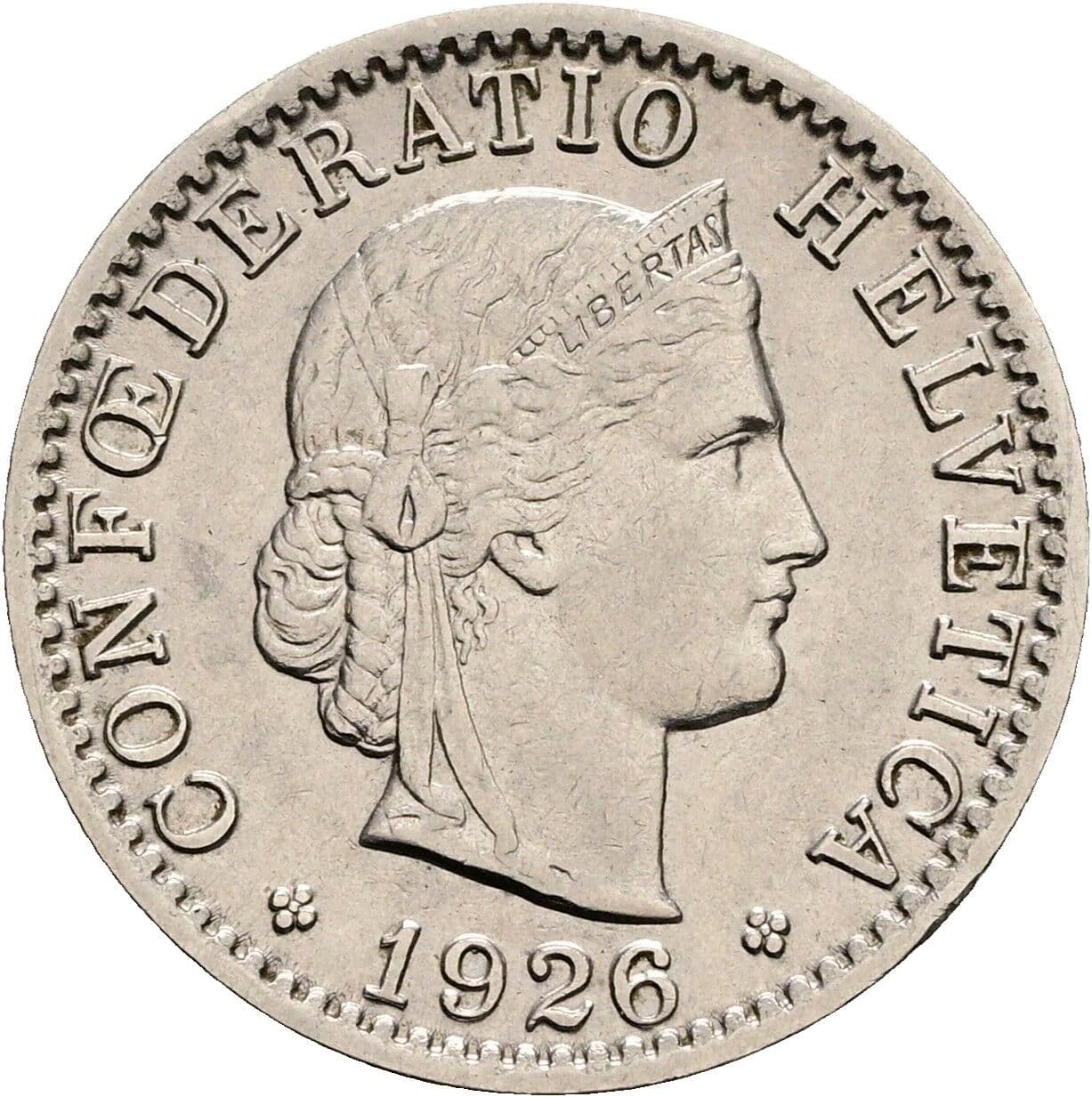 20 Rappen 1926 – Vorderseite
