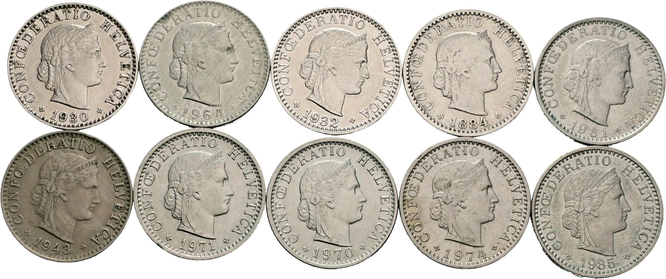 Lot 10 Stück 20 Rappen