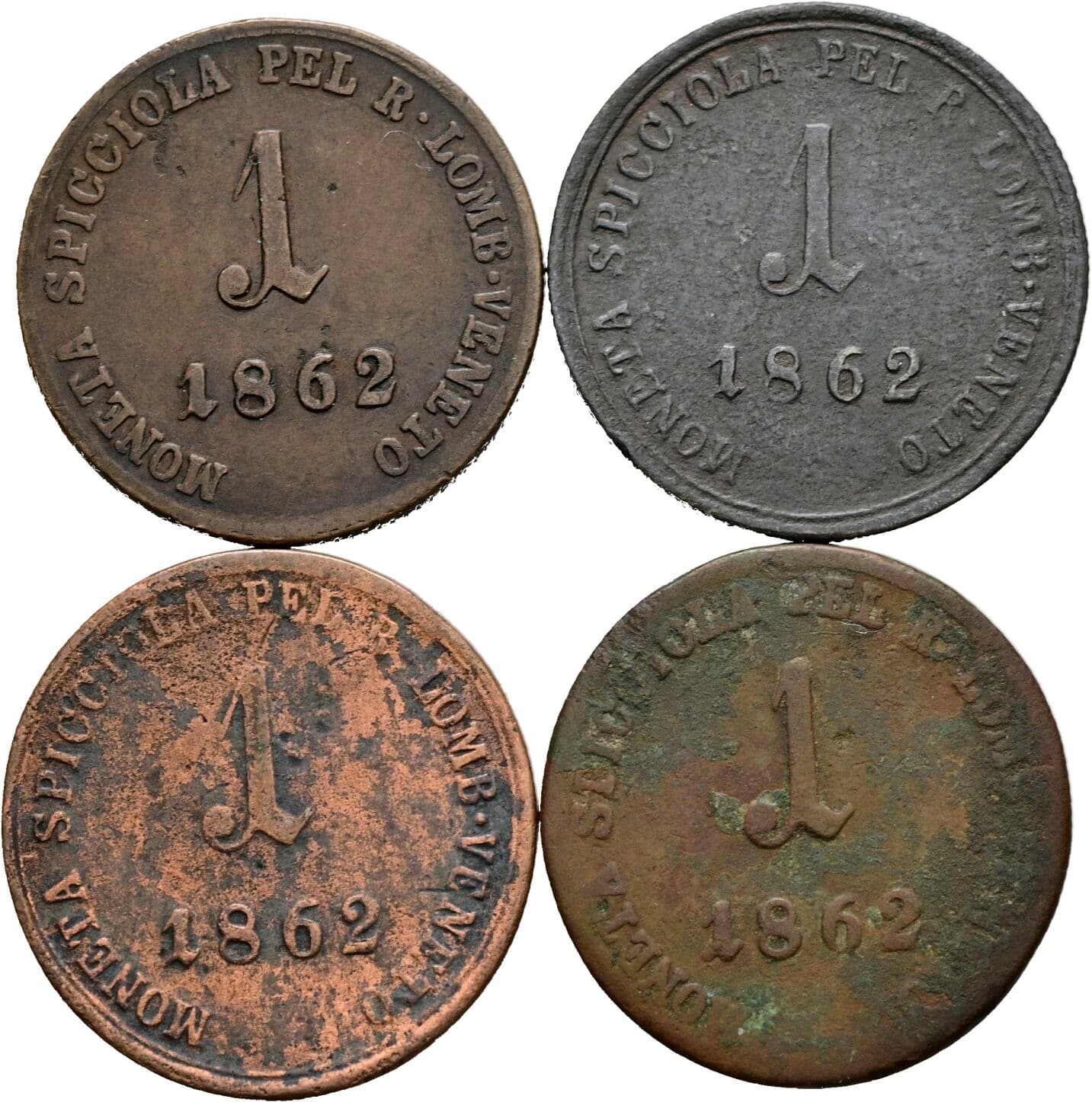 Lot 4 Stück 1 Soldo Franz Joseph I. 1848-1916 1862 – Vorderseite