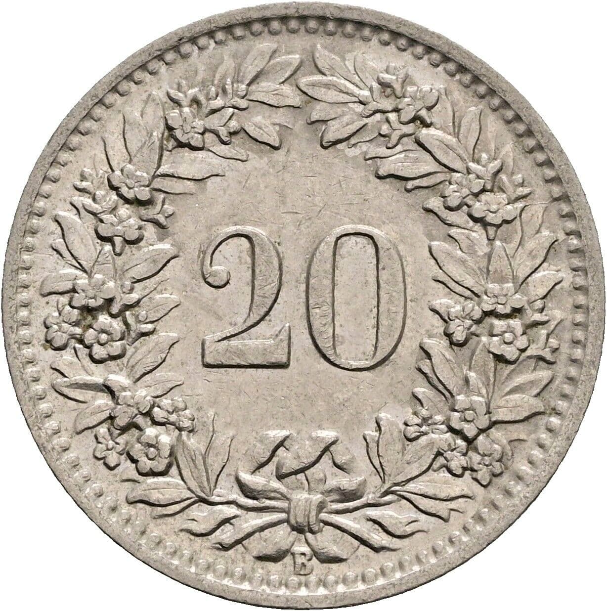 20 Rappen 1934 – Rückseite