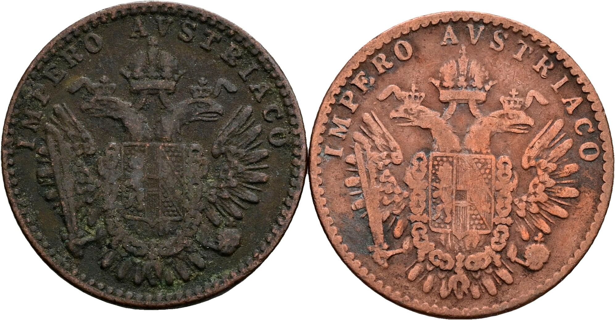 Lot 2 Stück 3 Centesimi Franz Joseph I. 1848-1916 1852 M, V – Rückseite