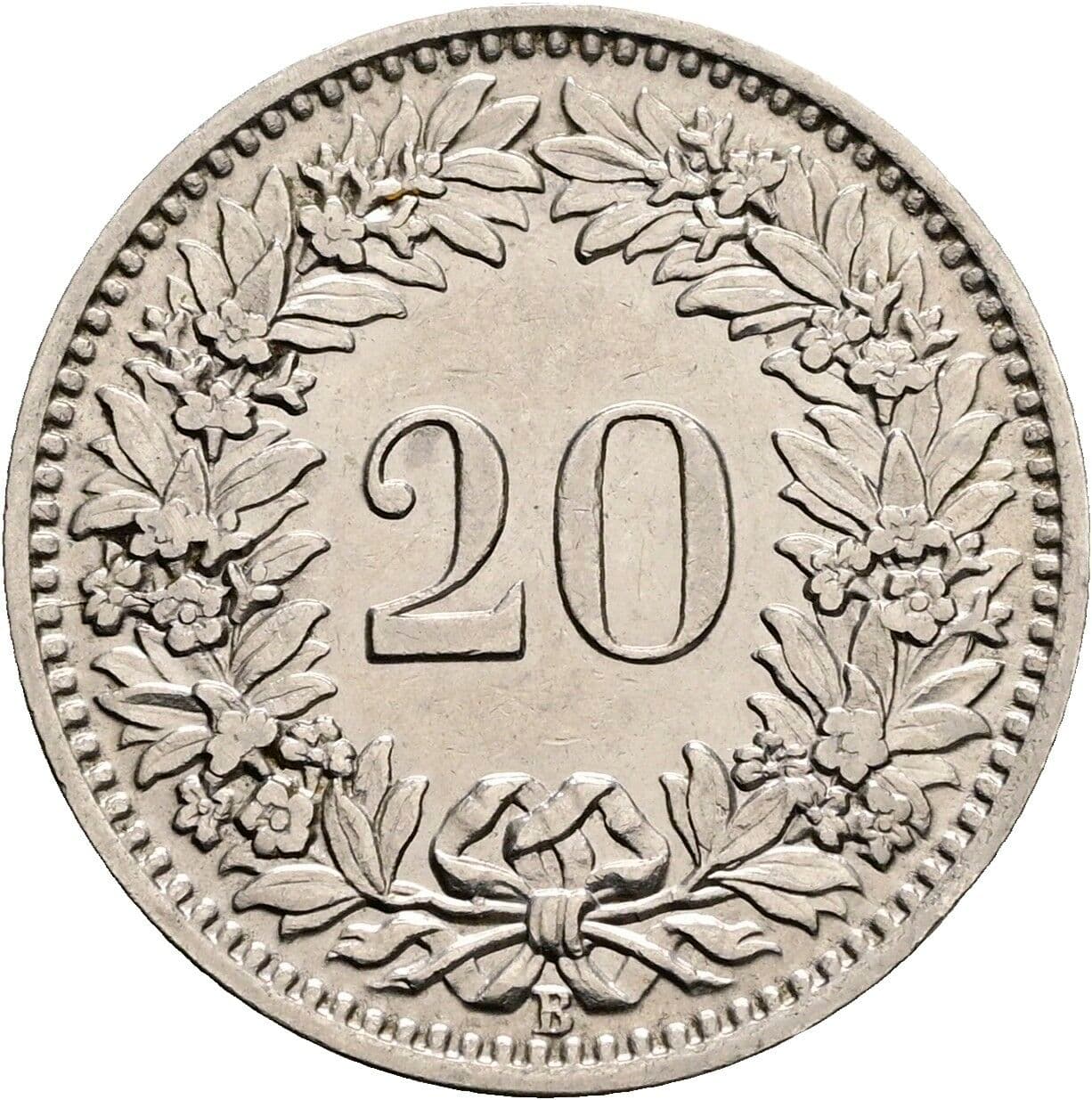 20 Rappen 1926 – Rückseite