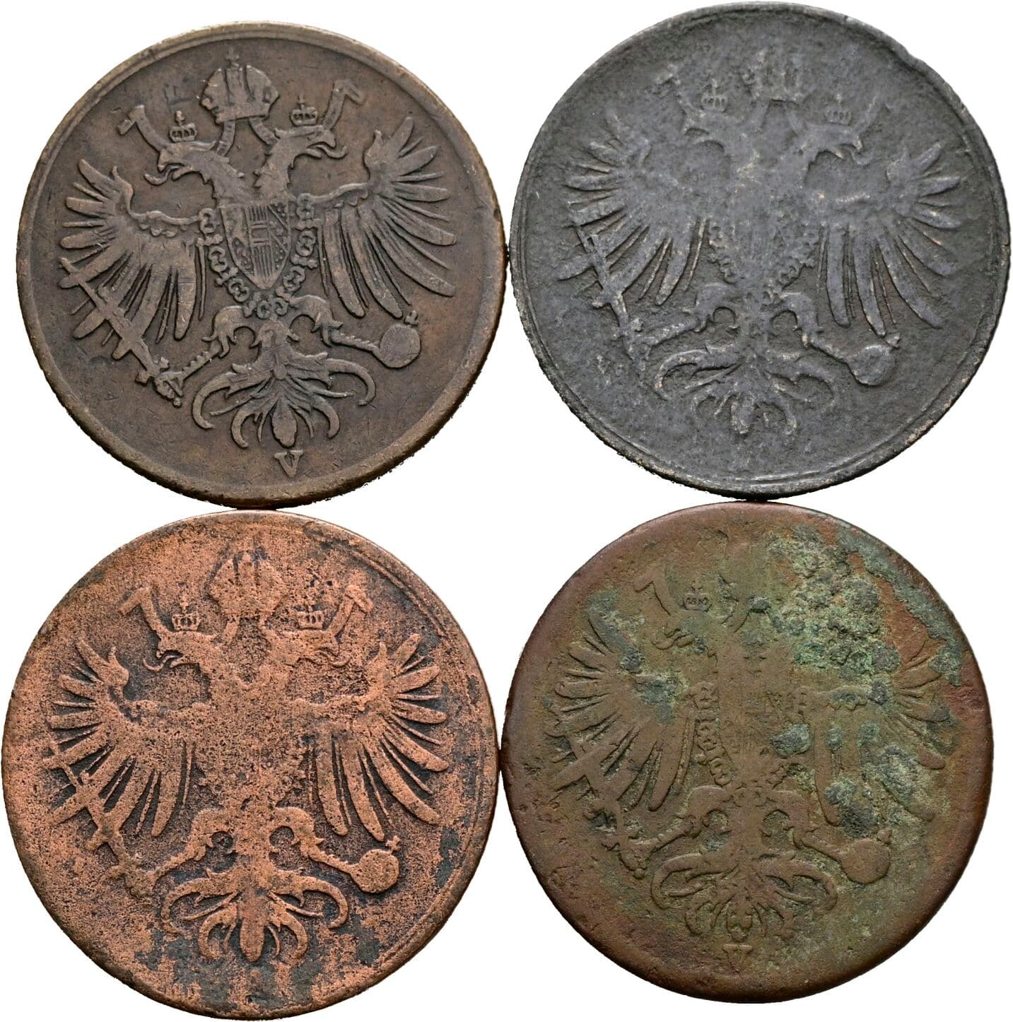 Lot 4 Stück 1 Soldo Franz Joseph I. 1848-1916 1862 – Rückseite