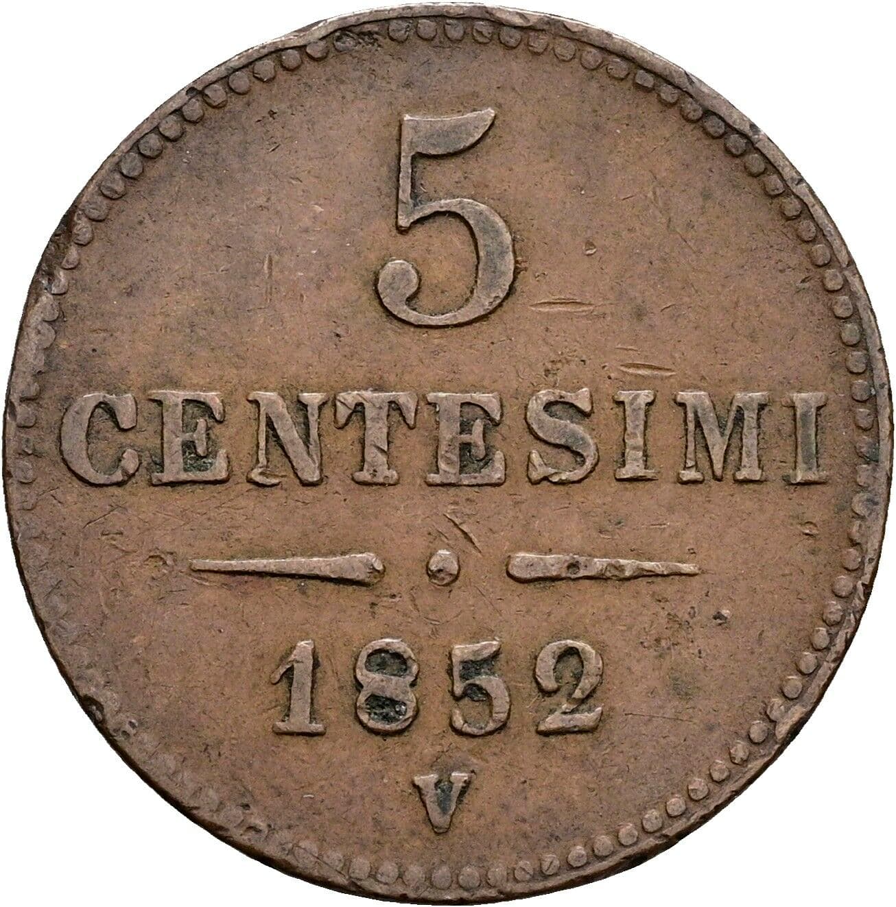 5 Centesimi Franz Joseph I. 1848-1916 1852 V, Venedig – Vorderseite