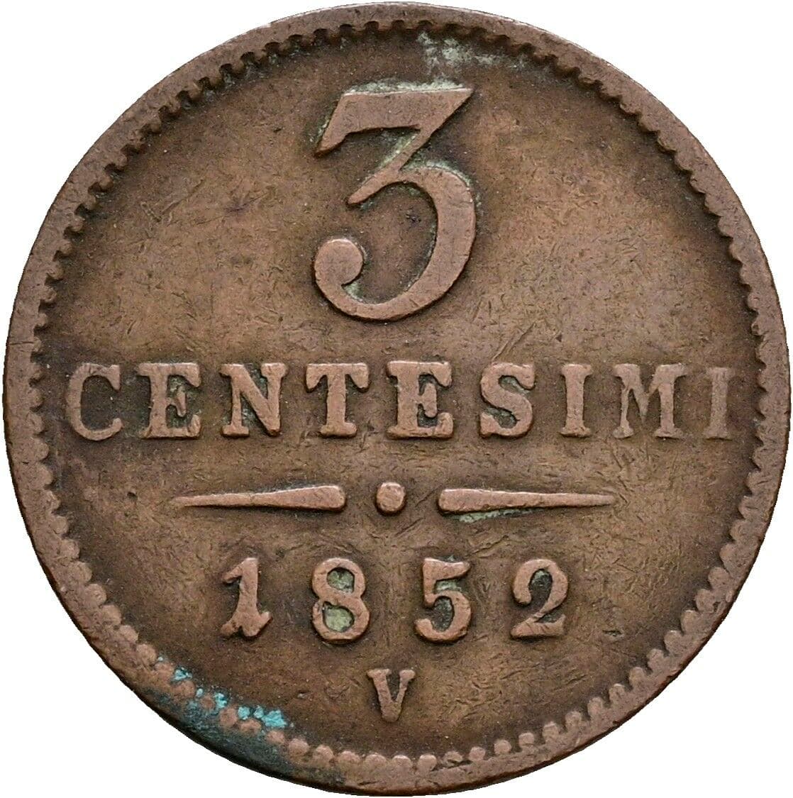 3 Centesimi Franz Joseph I. 1848-1916 1852 V, Venedig – Vorderseite