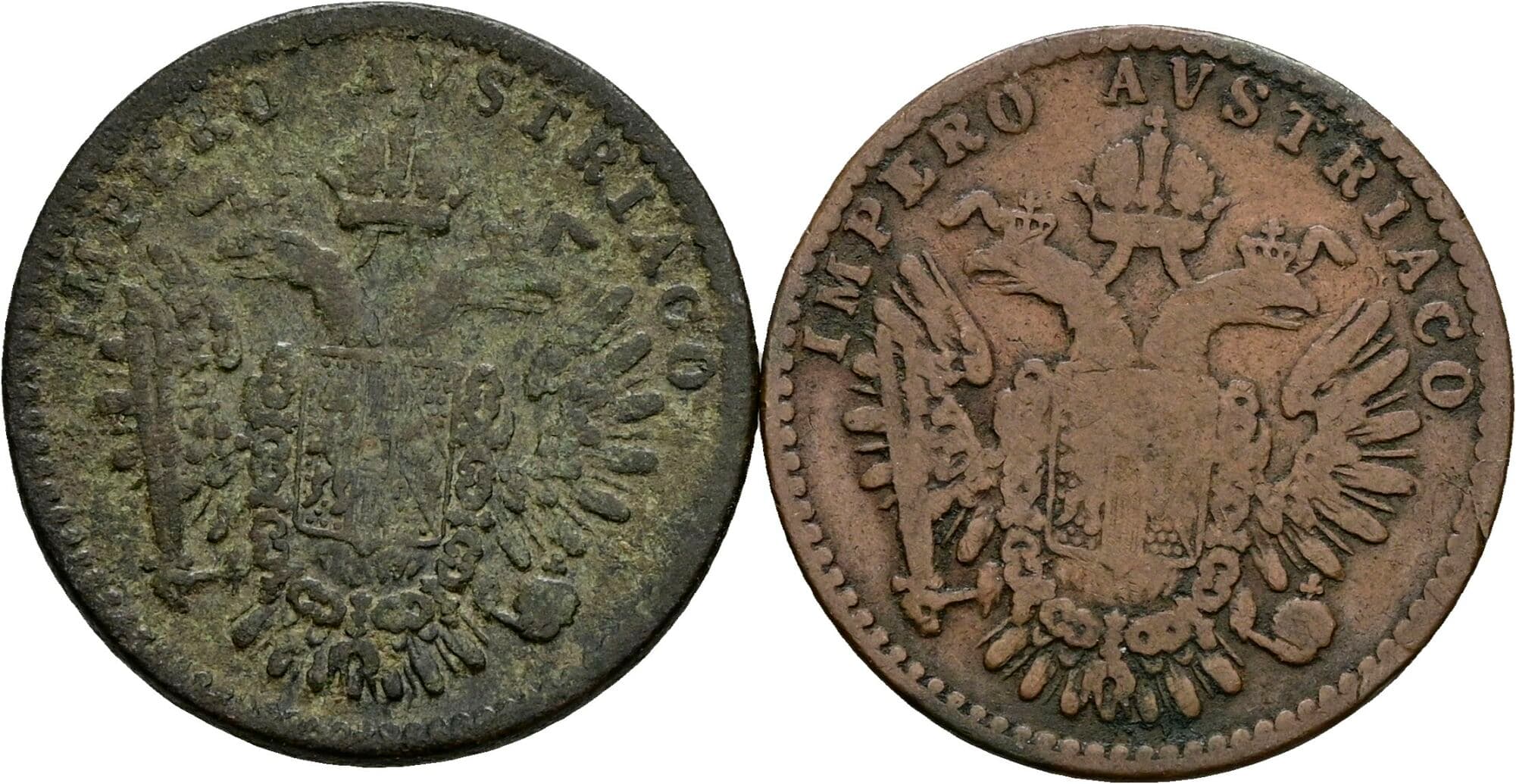 Lot 2 Stück 3 Centesimi Franz Joseph I. 1848-1916 1852 M, V – Rückseite