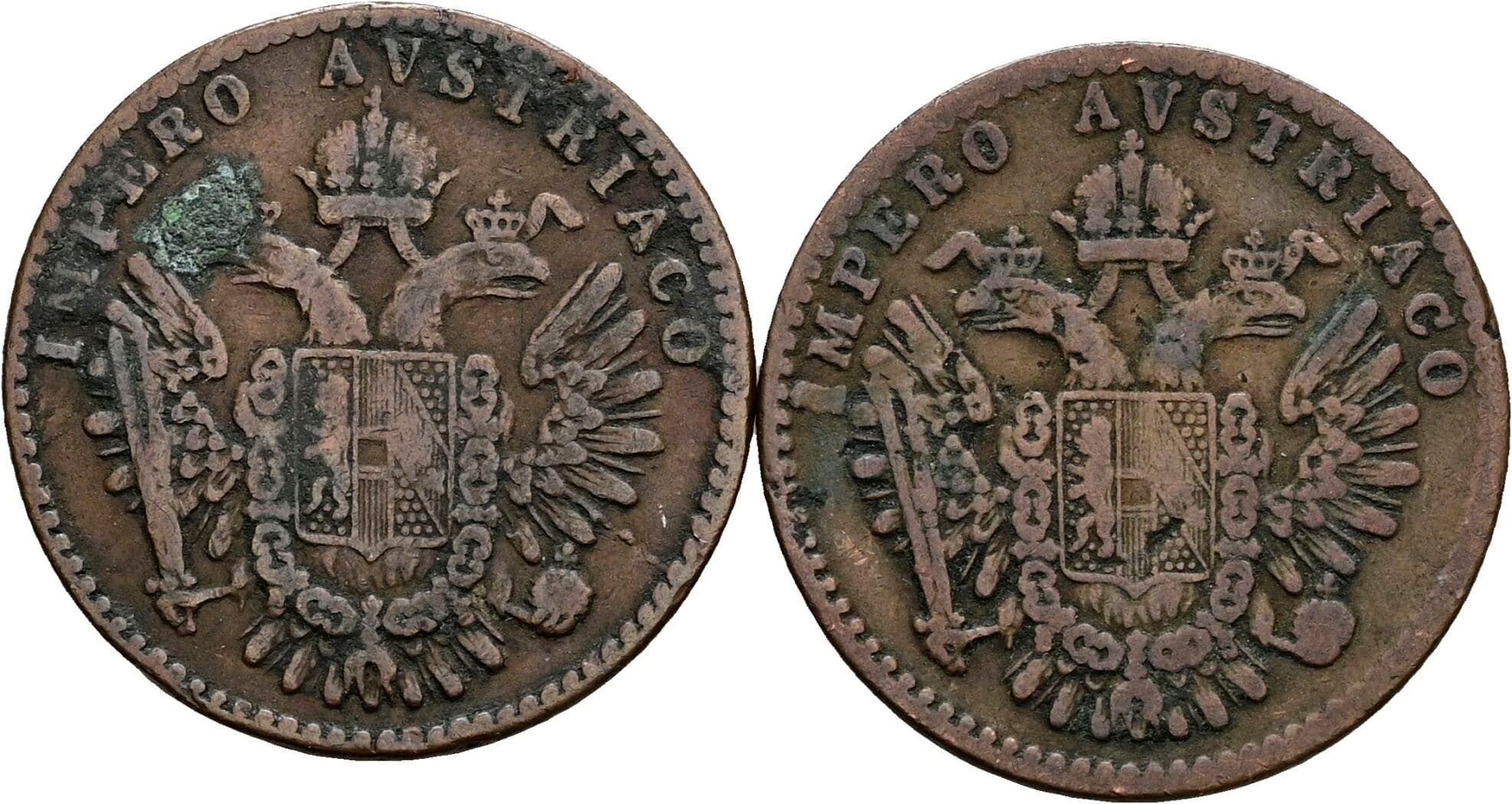 Lot 2 Stück 3 Centesimi Franz Joseph I. 1848-1916 1852 M, V – Rückseite