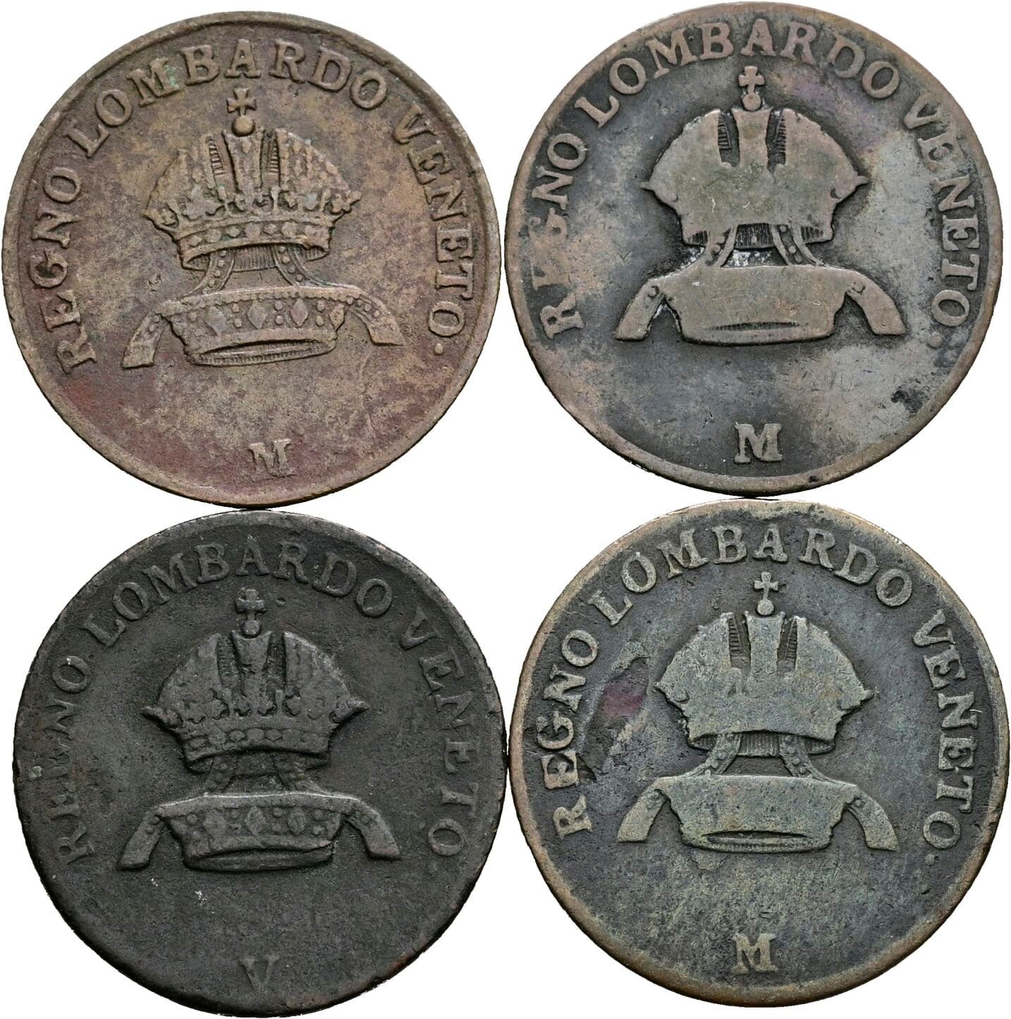 Lot 4 Stück 1 Centesimo Franz II. (I). 1792-1835 1822 M+V – Rückseite