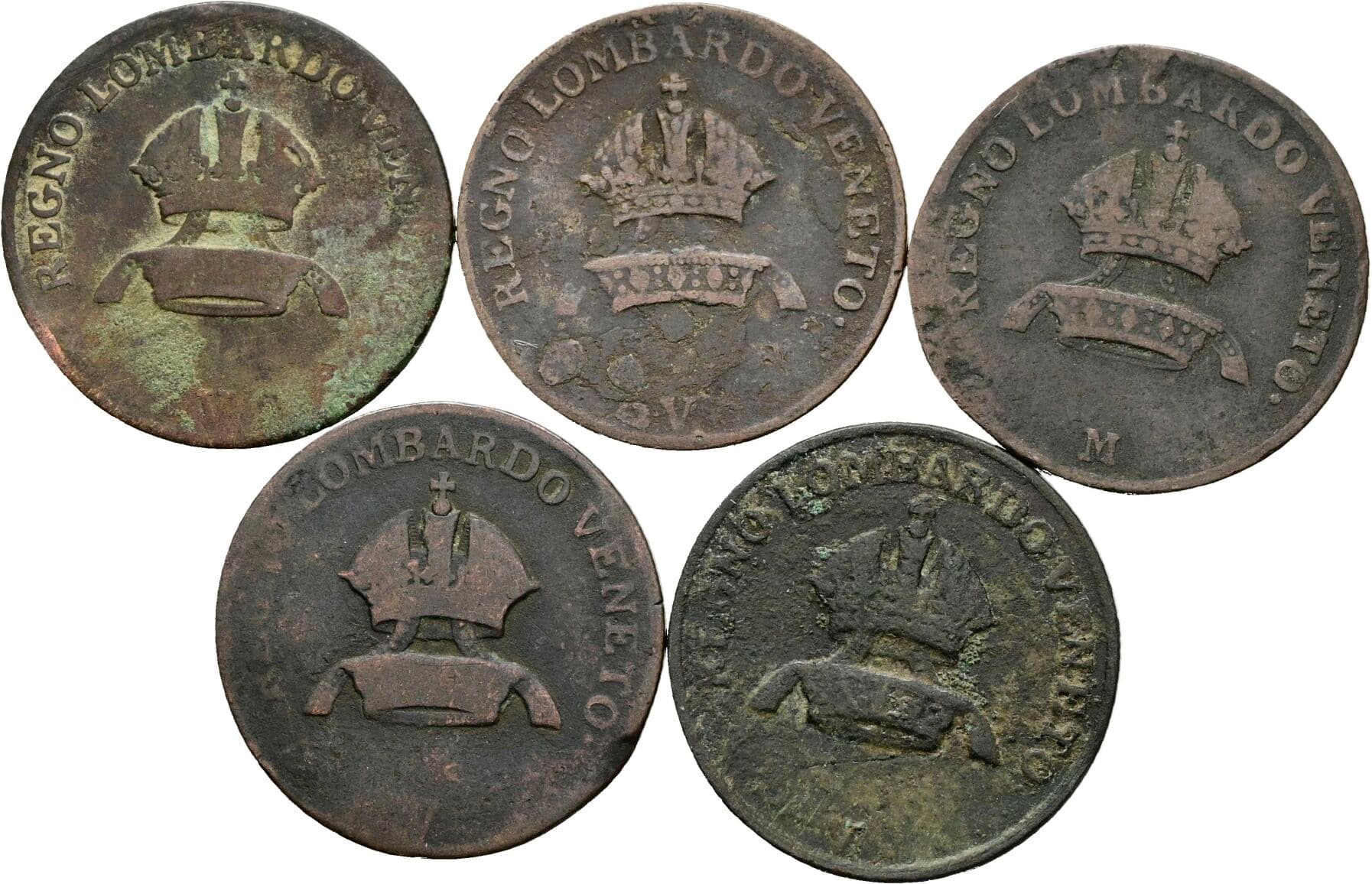 Lot 5 Stück 1 Centesimo Franz II. (I). 1792-1835 1822 M+V – Rückseite
