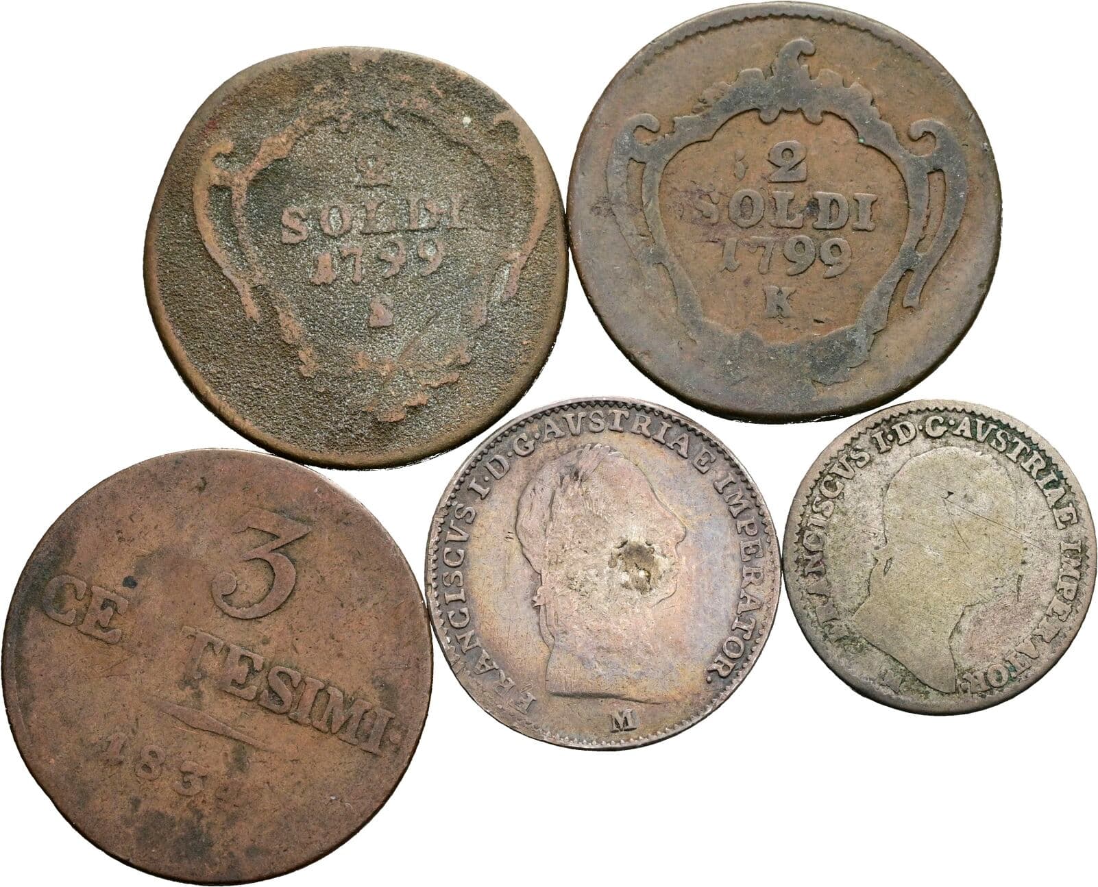 Lot 5 Stück Kupfermünzen