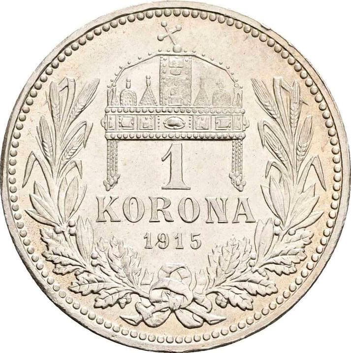 1 Korona Franz Joseph I. 1848-1916 1915 KB, Kremnitz – Vorderseite