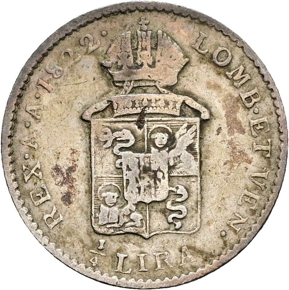 1/4 Lira Franz II. (I). 1792-1835 1822 V, Venedig – Rückseite