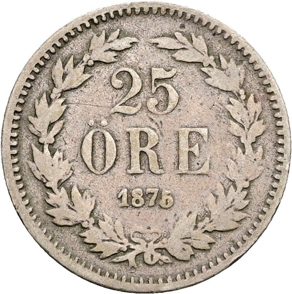 25 Öre Oskar II. 1872-1907 1875 – Vorderseite