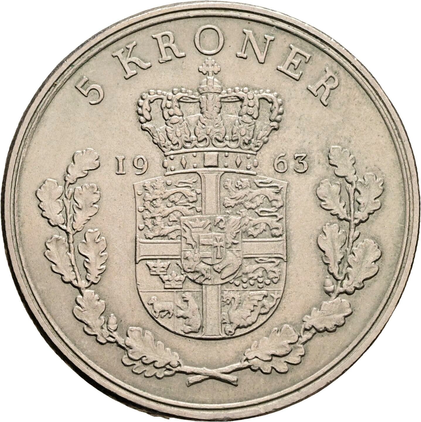 5 Kroner Frederik IX. 1947-1972 1963 – Rückseite