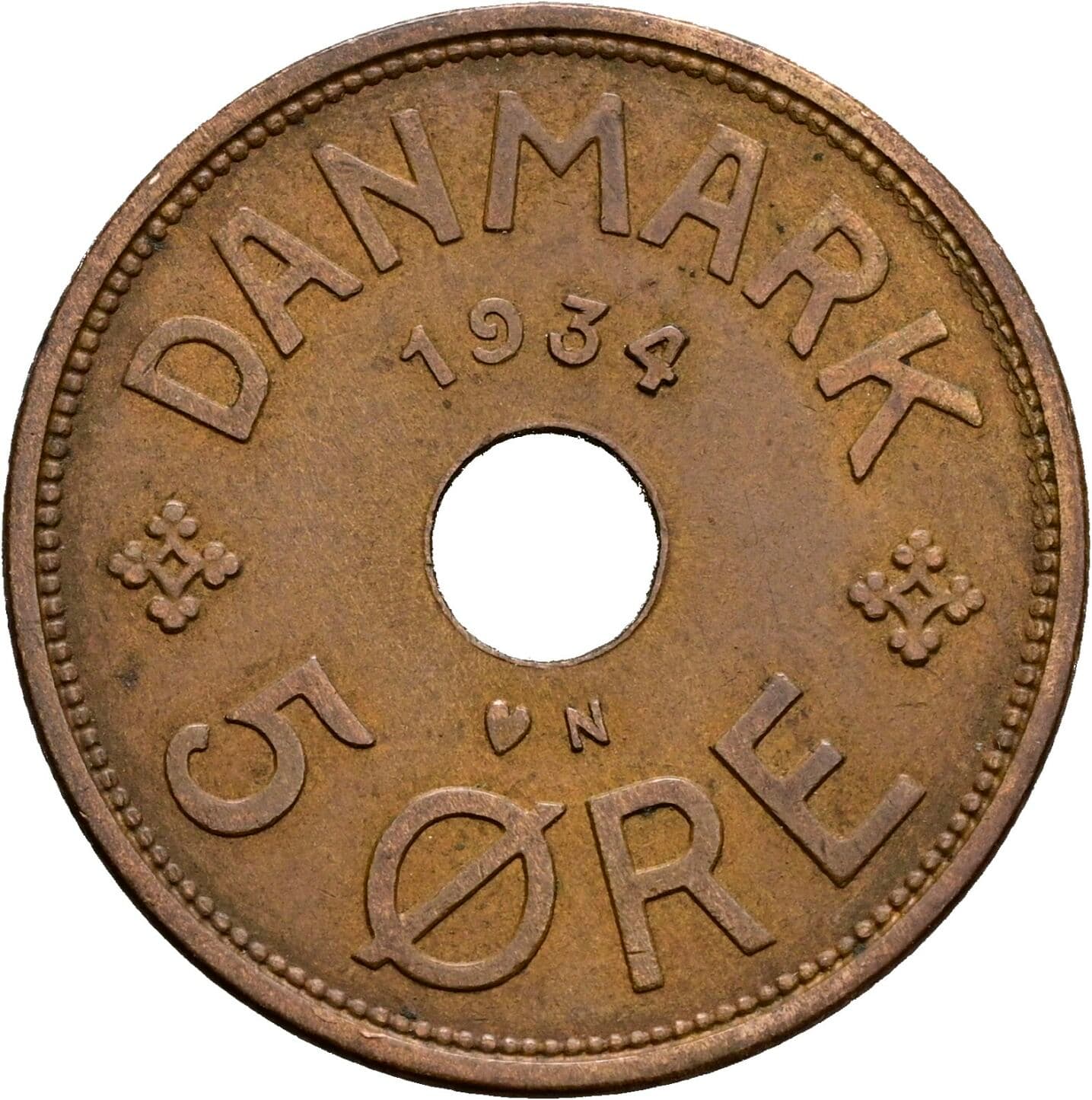 5 Öre Christian X. 1912-1947 1934 – Vorderseite