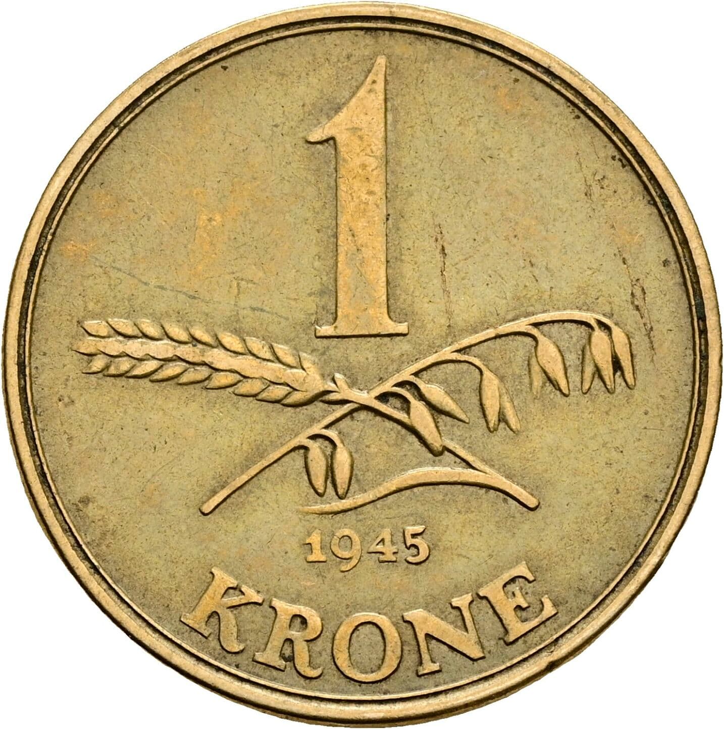 1 Krone Christian X. 1912-1947 1945 – Rückseite