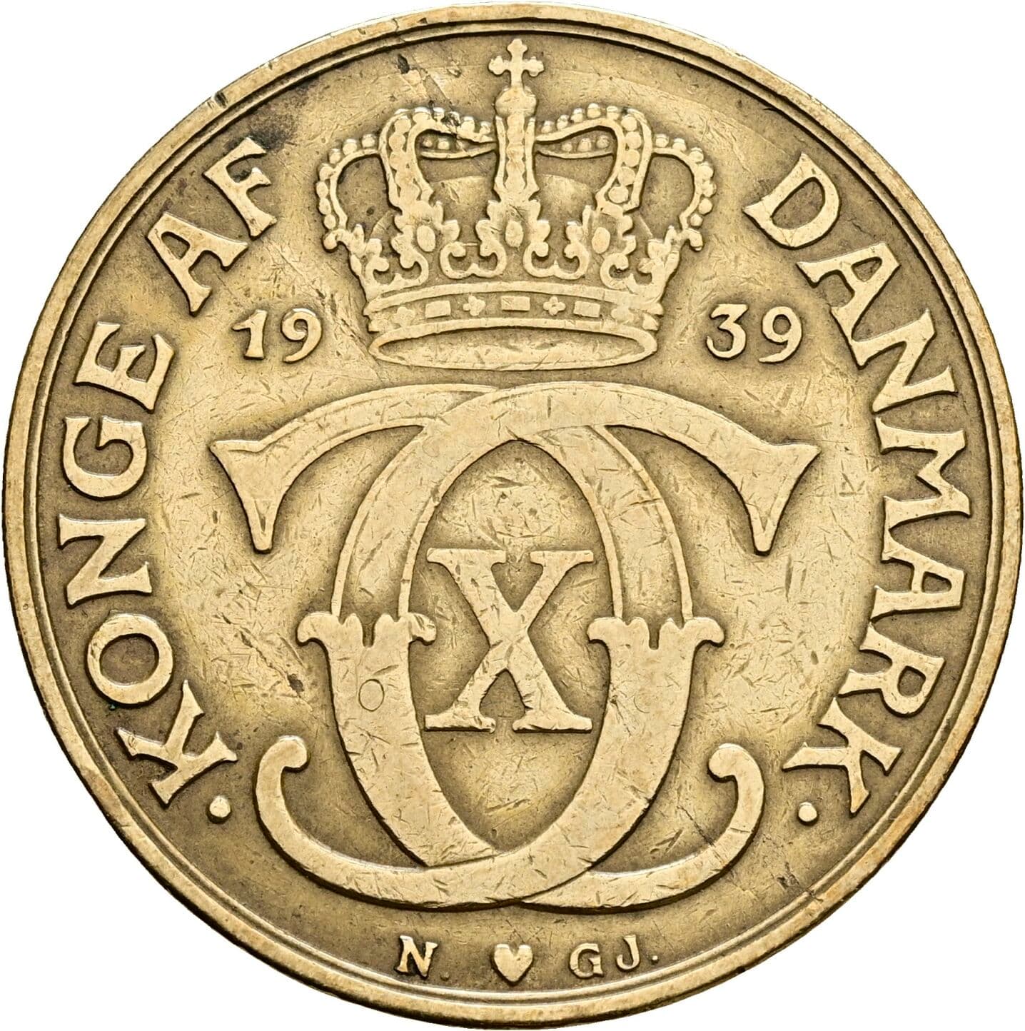 2 Kroner Christian X. 1912-1947 1939 – Rückseite