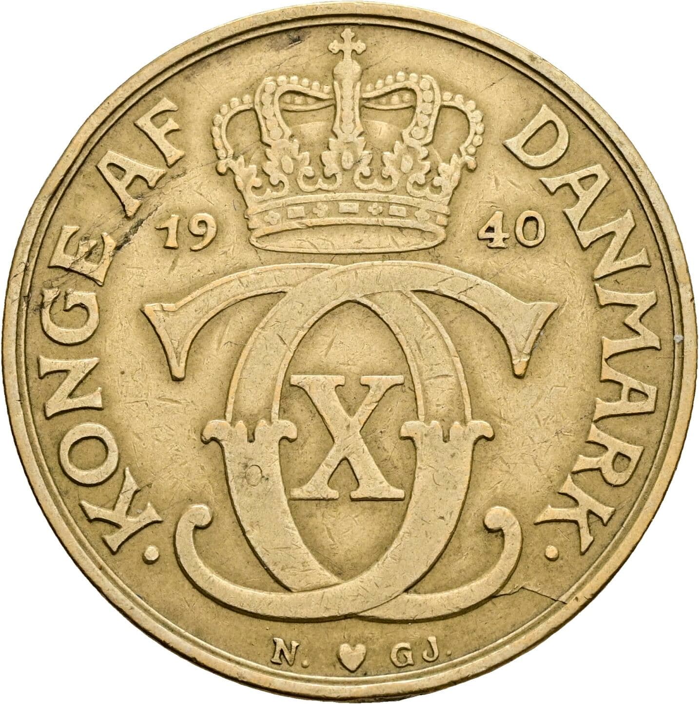 2 Kroner Christian X. 1912-1947 1940 – Rückseite
