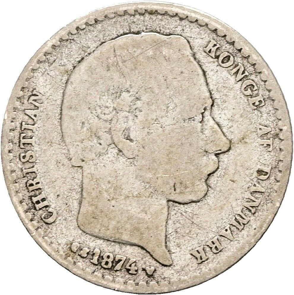 25 Öre Christian IX. 1863-1906 1874 – Vorderseite