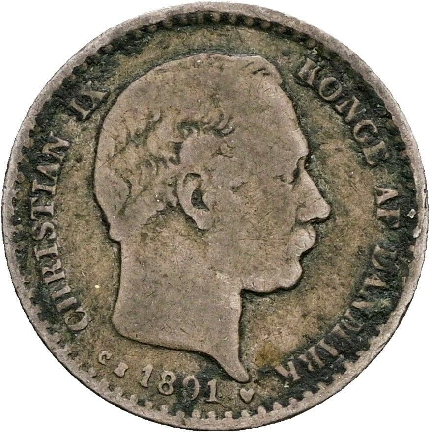 10 Öre Christian IX. 1863-1906 1891 – Vorderseite