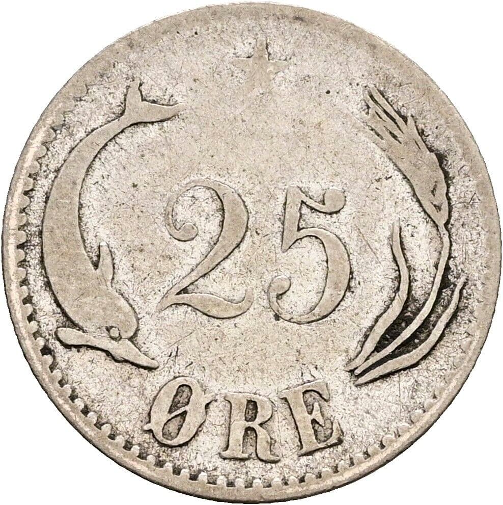 25 Öre Christian IX. 1863-1906 1874 – Rückseite