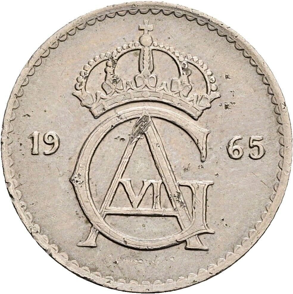 25 Öre Gustav VI. Adolf (1950-1973) 1965 – Rückseite