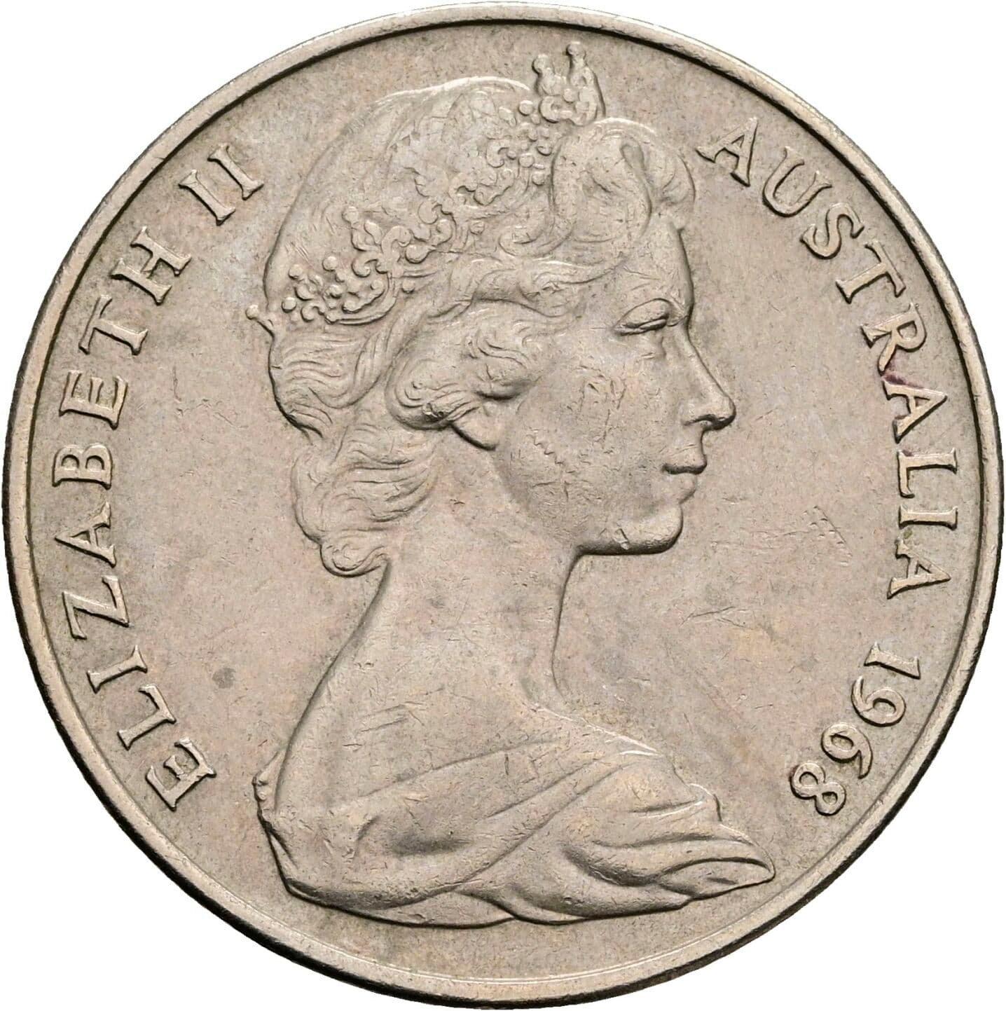 20 Cents Elisabeth II. 1952-2022 1968 – Vorderseite