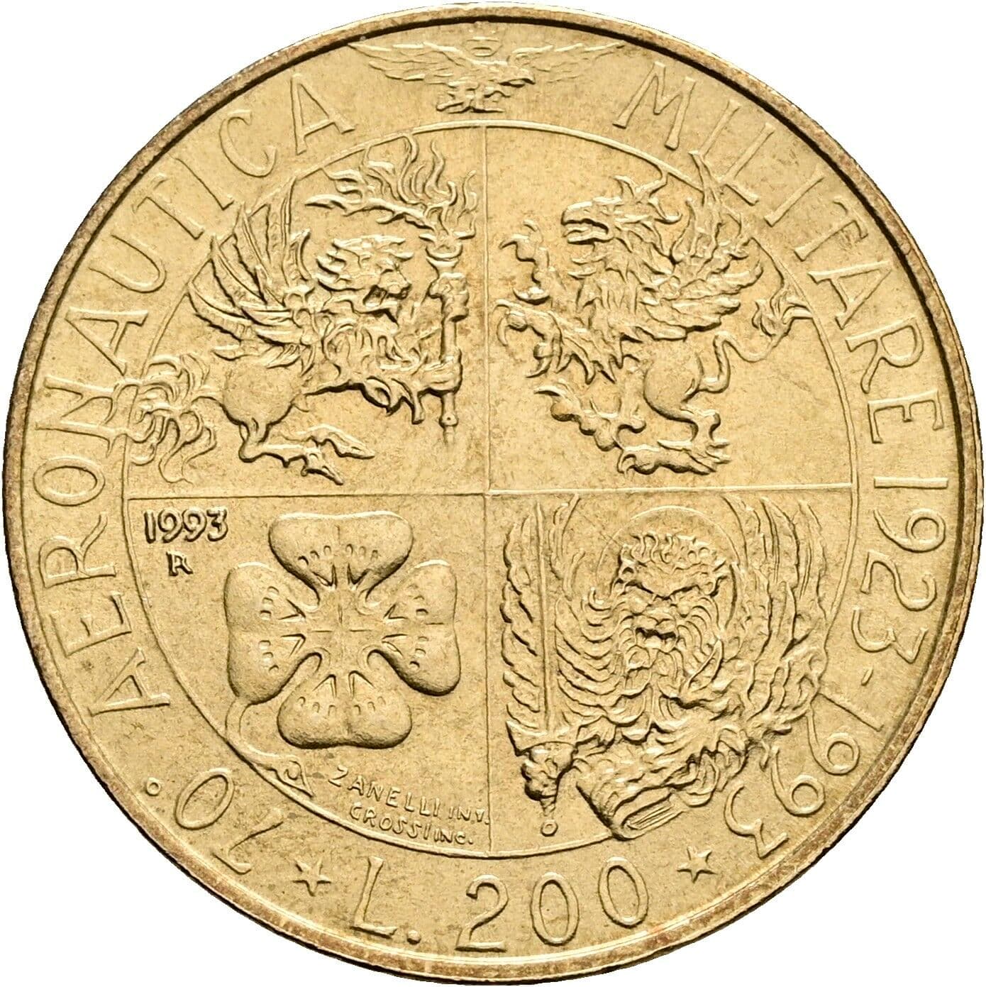 200 Lire 1993 – Rückseite