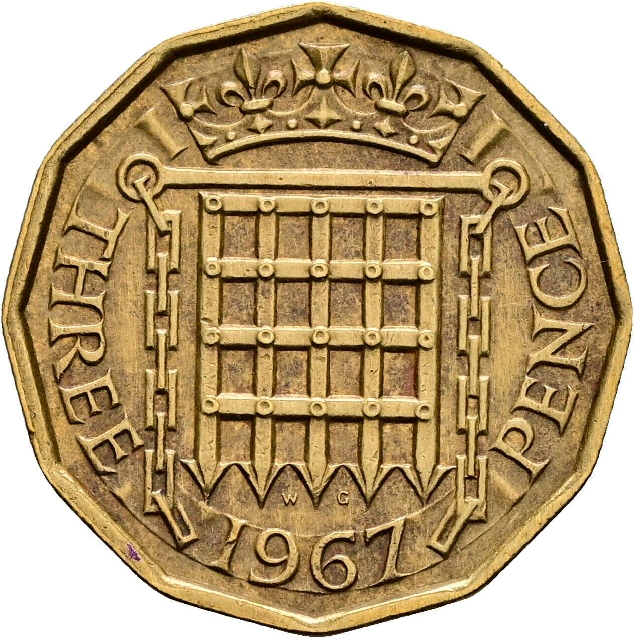 3 Pence Elisabeth II. 1952-2022 1967 – Rückseite