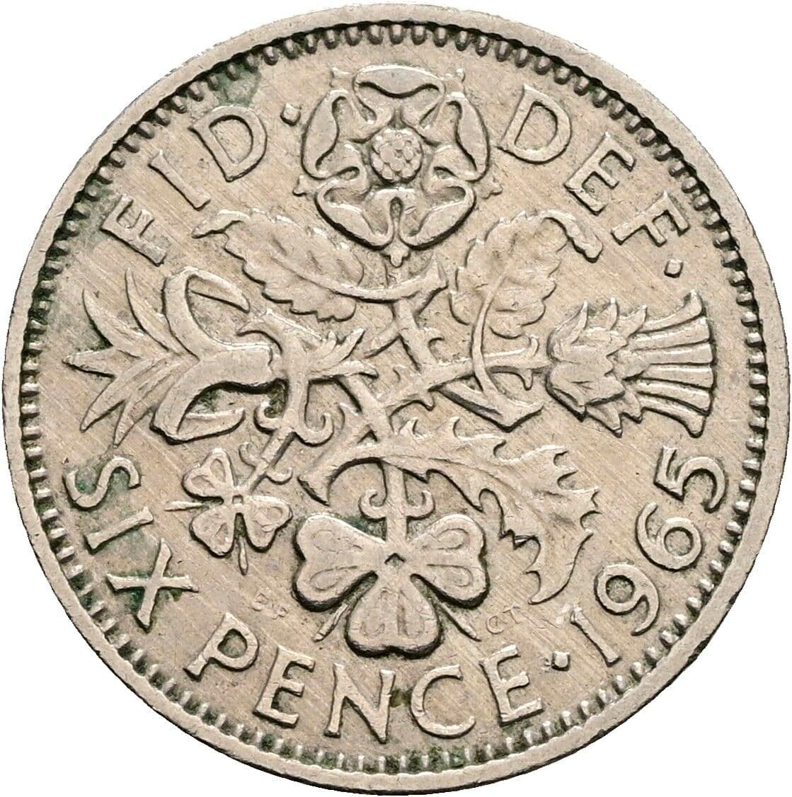 6 Pence Elisabeth II. 1952-2022 1965 – Rückseite