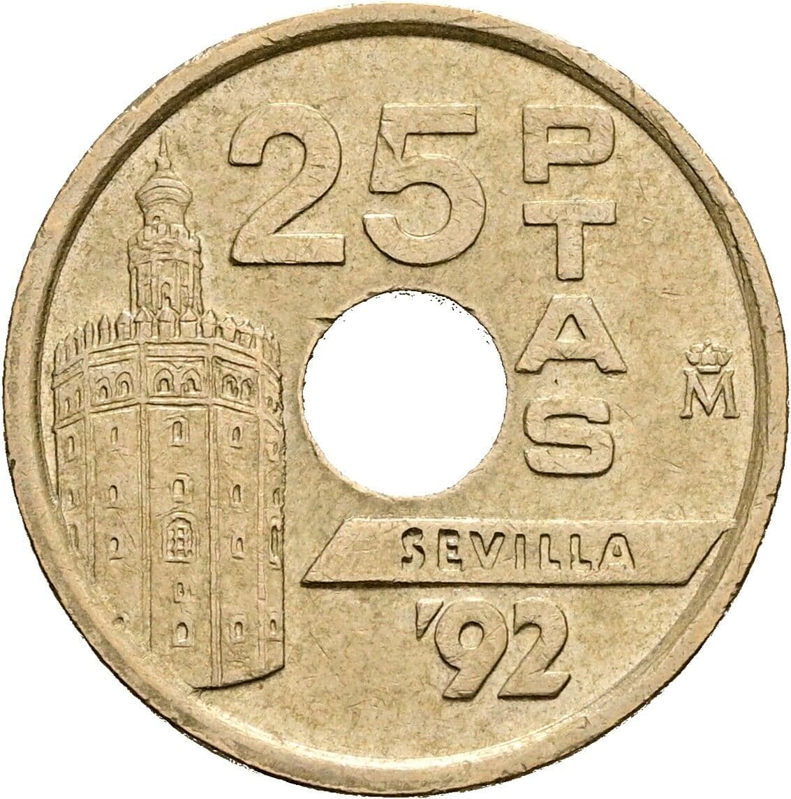 25 Pesetas 1992 – Rückseite