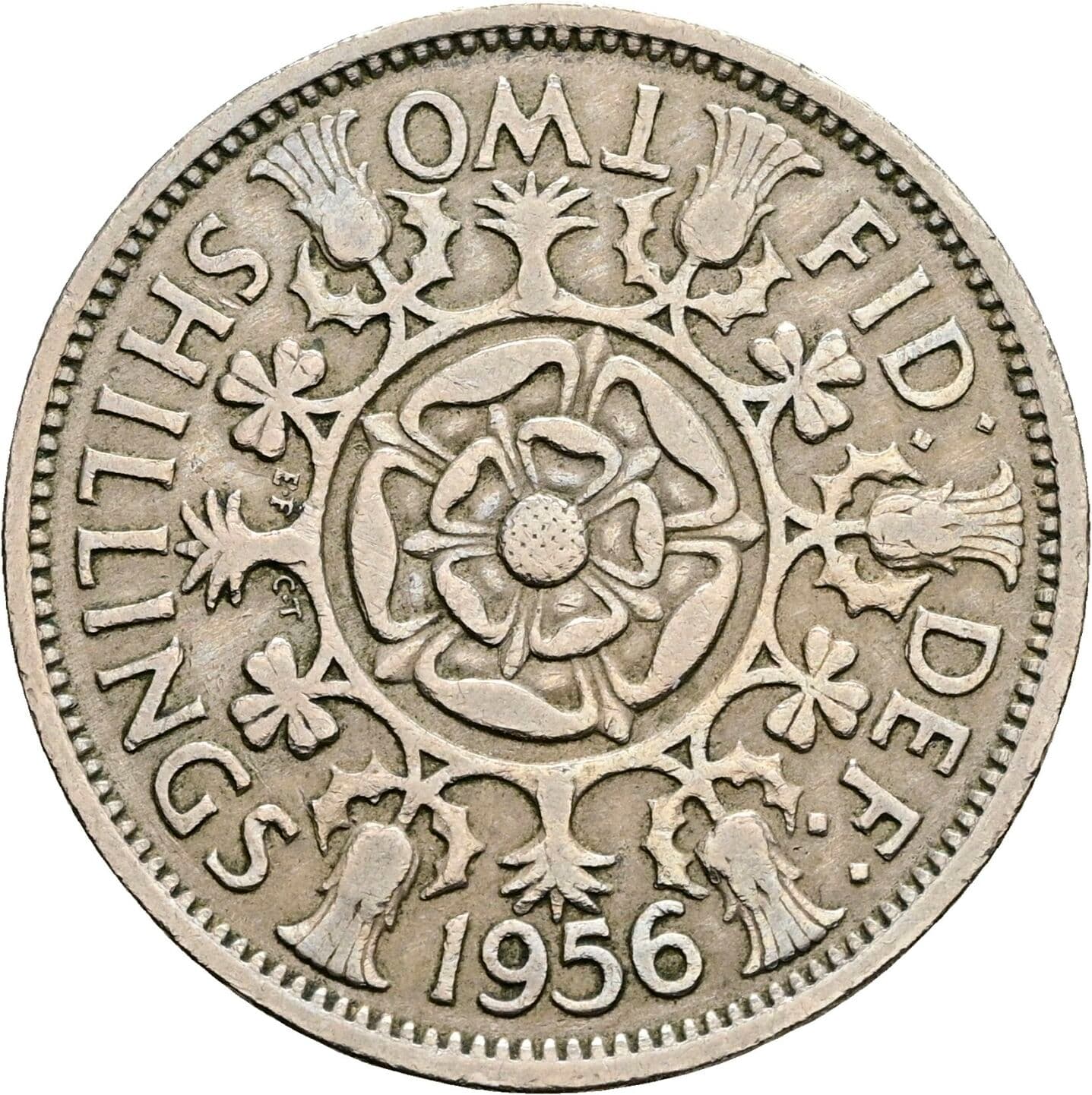 2 Shillings Elisabeth II. 1952-2022 1956 – Rückseite