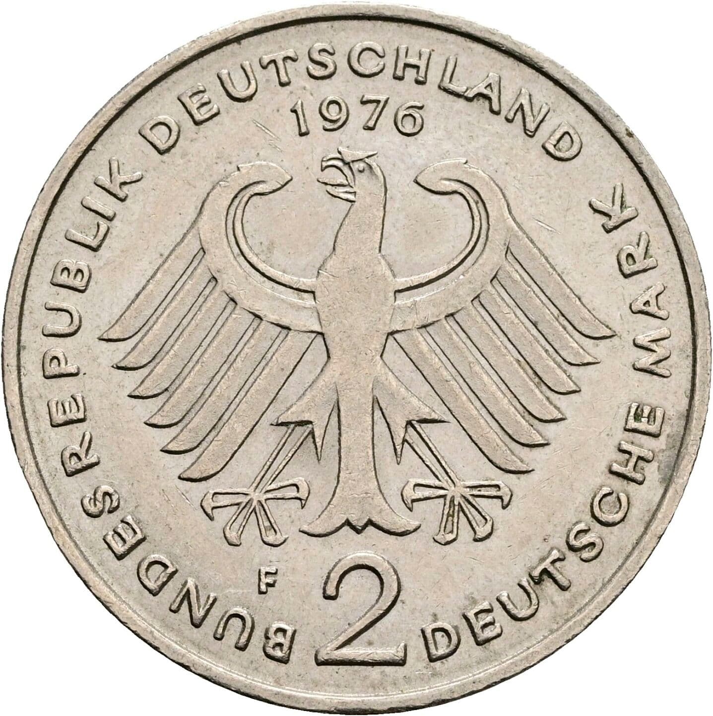 2 Deutsche Mark 1976 F – Rückseite