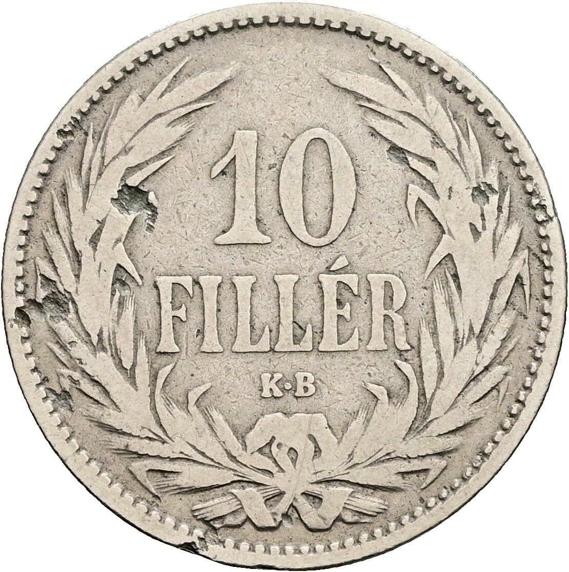 10 Filler Franz Joseph I. 1848-1916 1892 KB, Kremnitz – Vorderseite