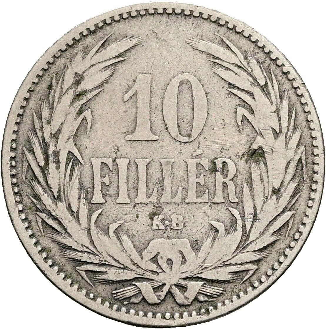 10 Filler Franz Joseph I. 1848-1916 1892 KB, Kremnitz – Vorderseite