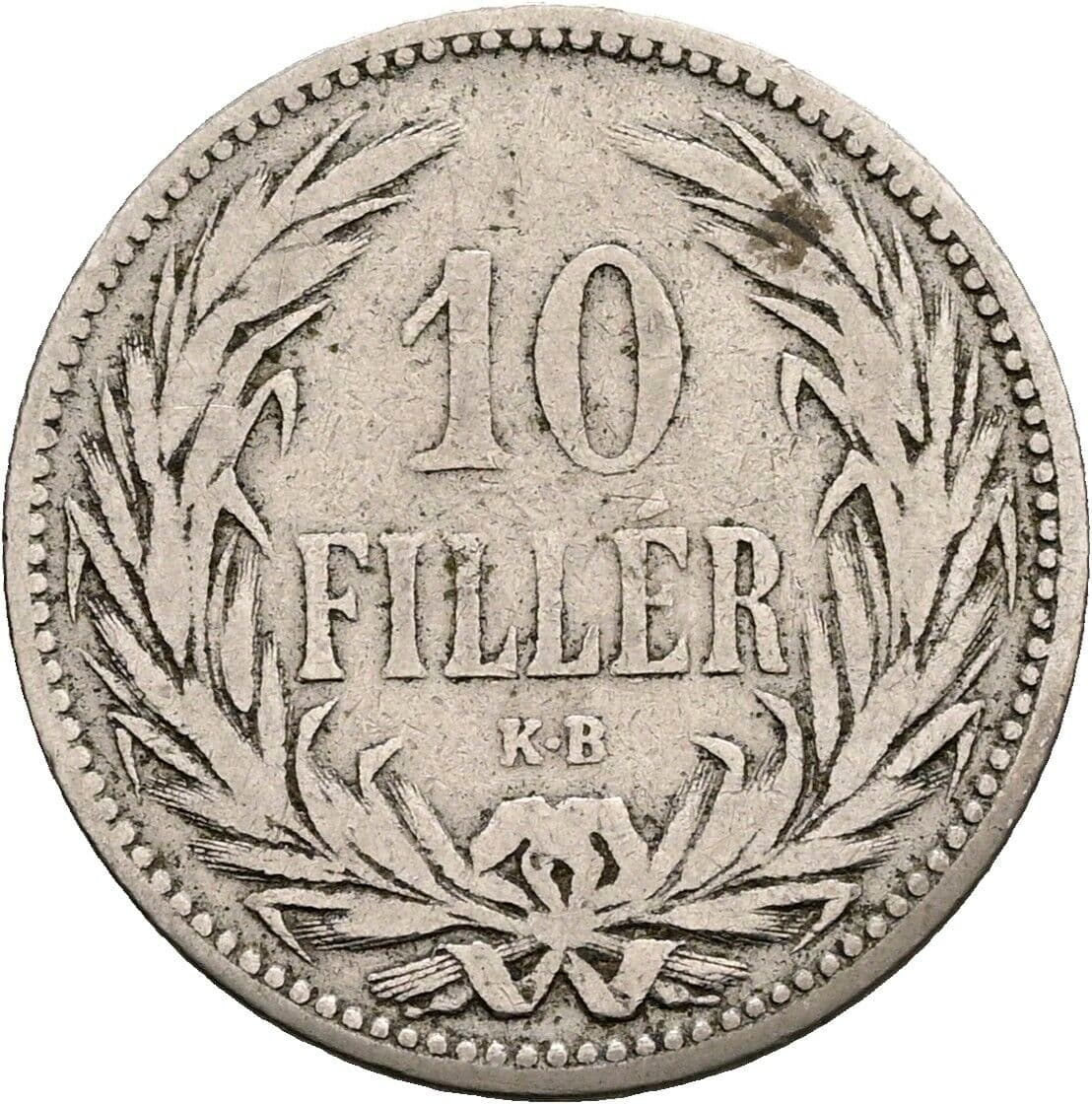 10 Filler Franz Joseph I. 1848-1916 1892 KB, Kremnitz – Vorderseite