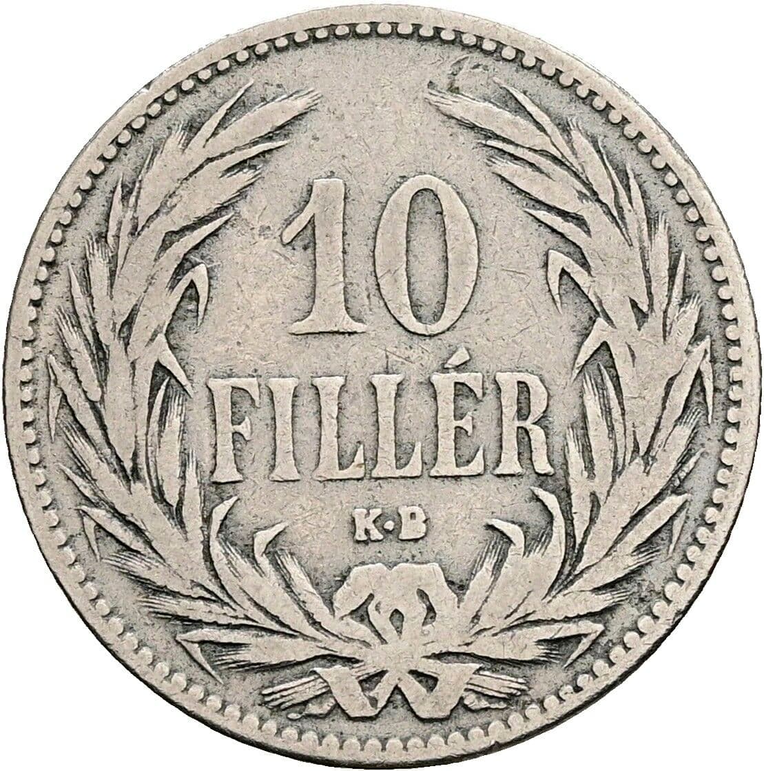 10 Filler Franz Joseph I. 1848-1916 1892 KB, Kremnitz – Vorderseite