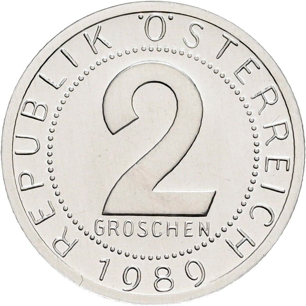 2 Groschen 1989 – Vorderseite