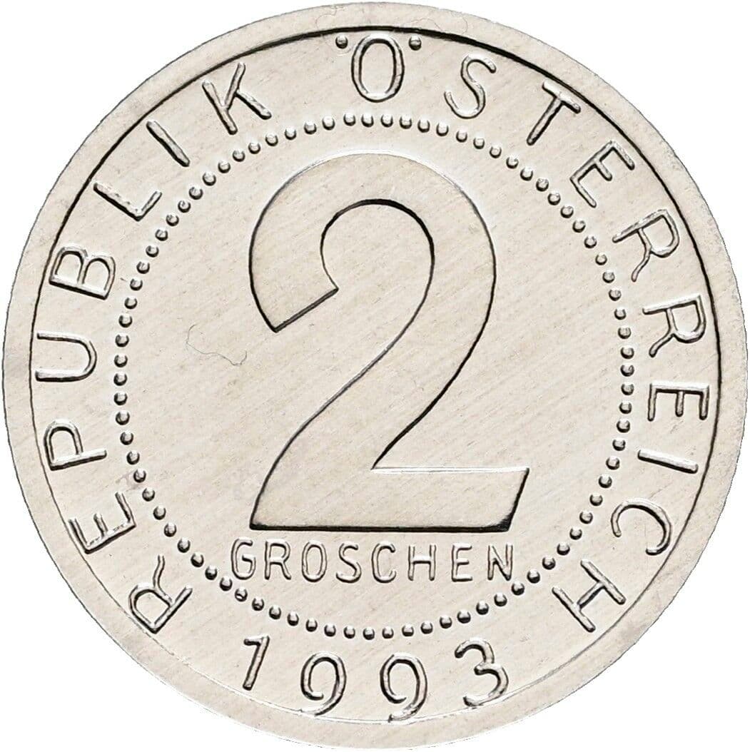 2 Groschen 1993 – Vorderseite