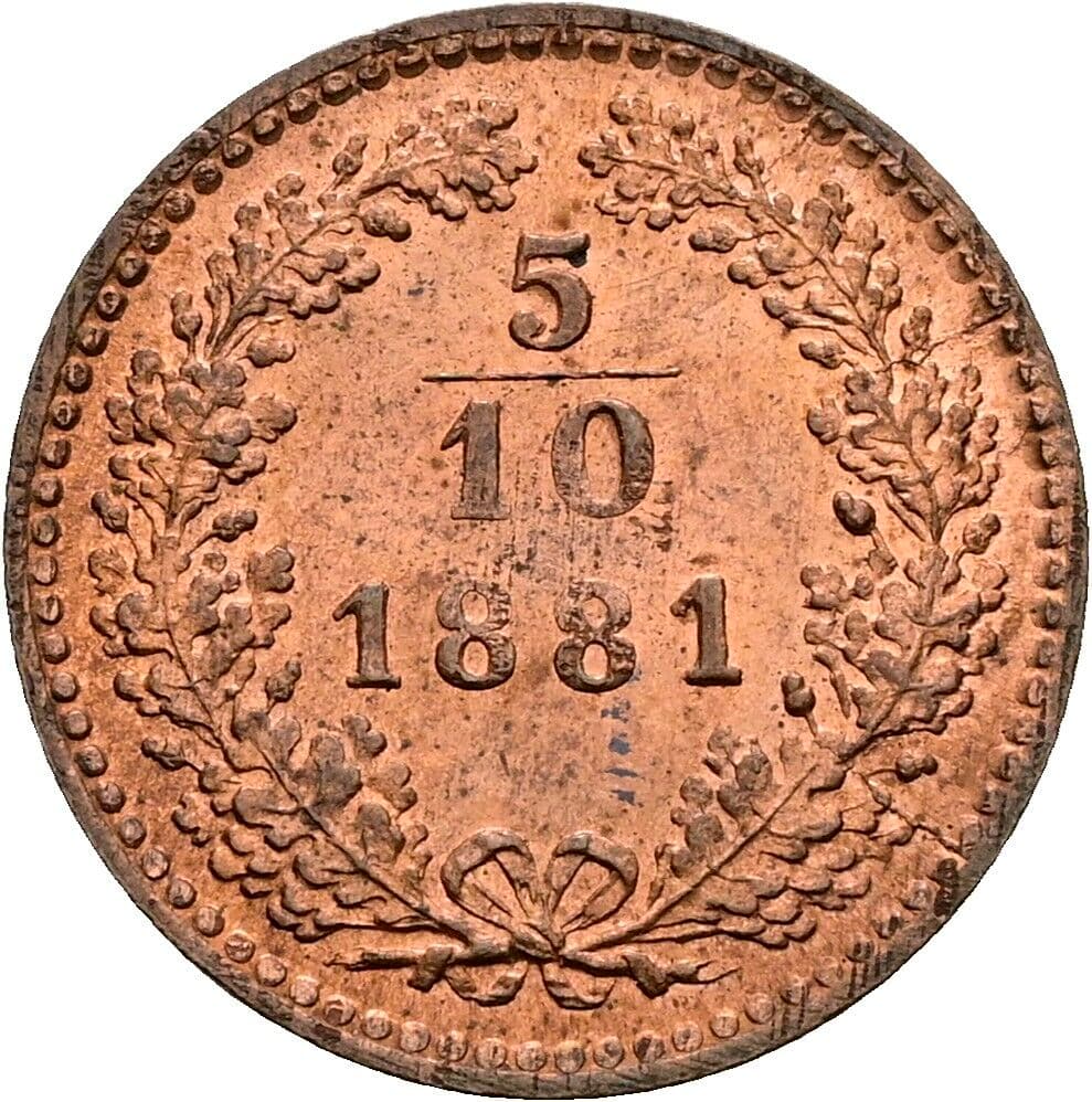 5/10 Kreuzer Franz Joseph I. 1848-1916 1881 – Vorderseite