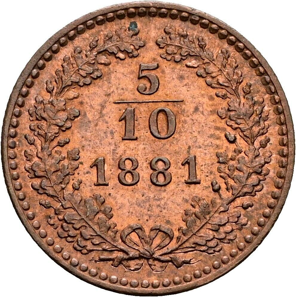 5/10 Kreuzer Franz Joseph I. 1848-1916 1881 – Vorderseite