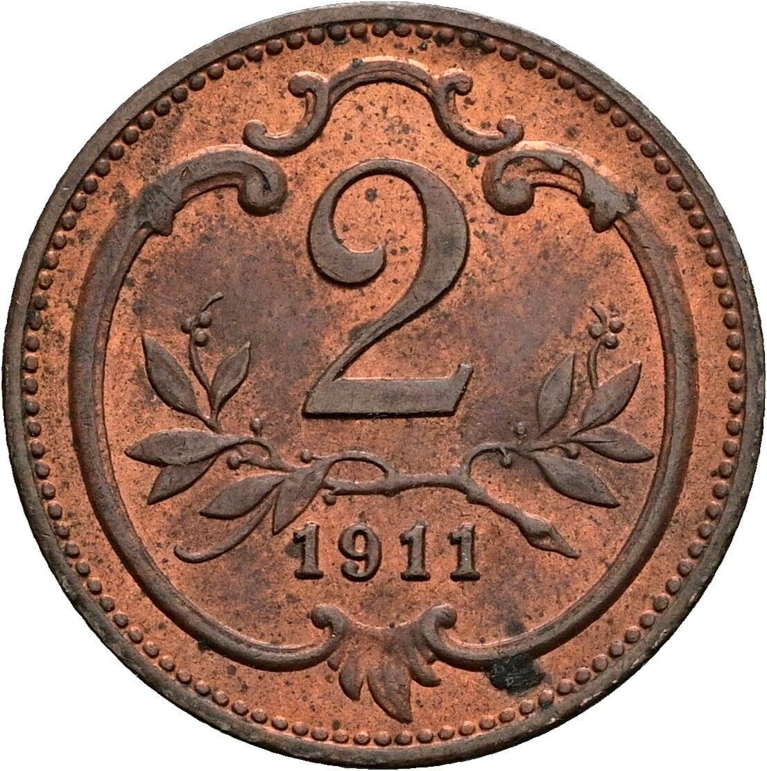 2 Heller Franz Joseph I. 1848-1916 1911 – Vorderseite