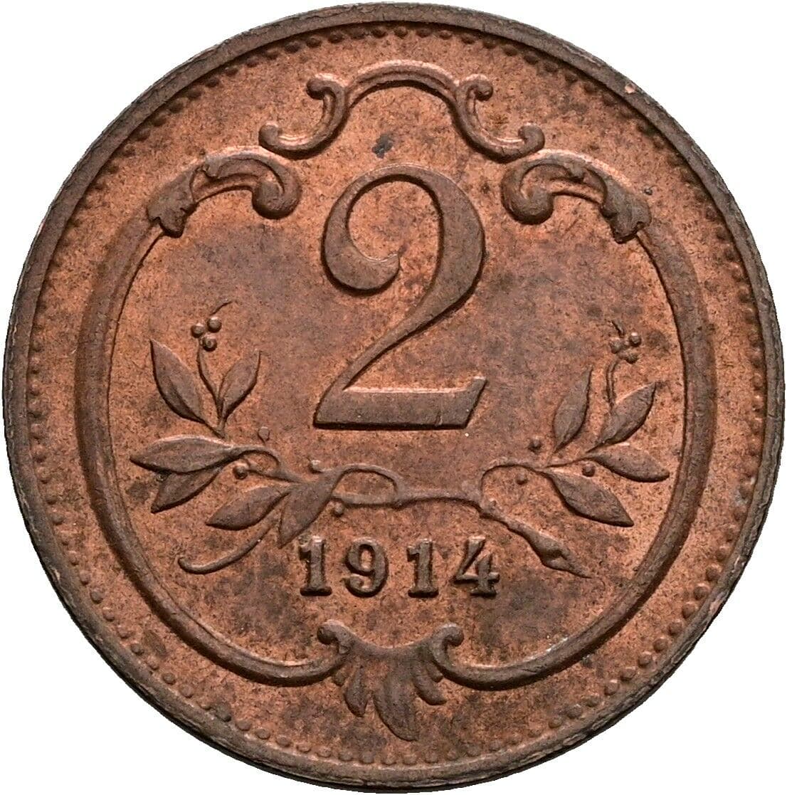 2 Heller Franz Joseph I. 1848-1916 1914 – Vorderseite